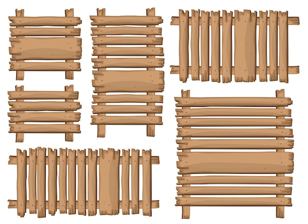 Tablero de madera en la ilustración de vector de estilo de dibujos animados
