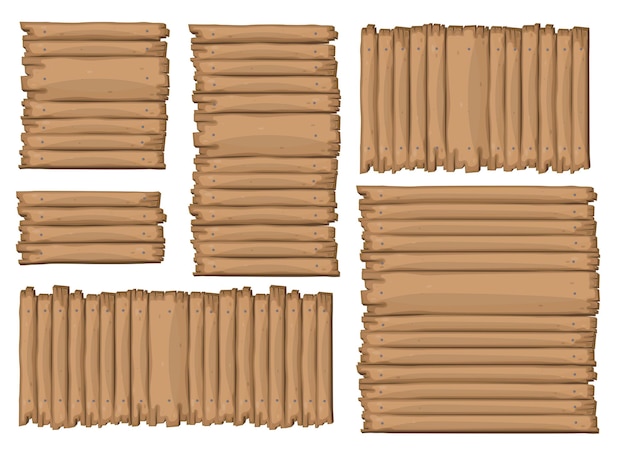 Tablero de madera en la ilustración de vector de estilo de dibujos animados