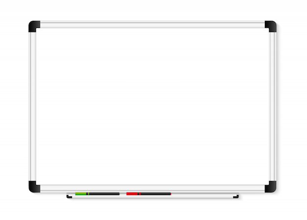 Vector tablero de marcador blanco vacío sobre fondo transparente.