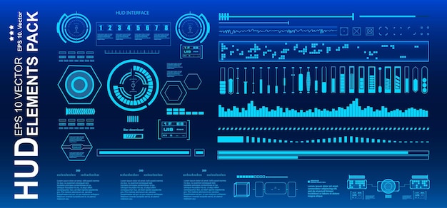 Tablero pantalla azul pantalla de tecnología de realidad virtual hud objetivo de interfaz de usuario futurista