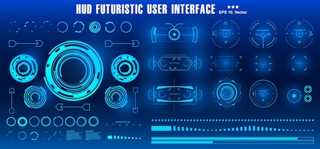 Tablero pantalla azul pantalla de tecnología de realidad virtual hud objetivo de interfaz de usuario futurista