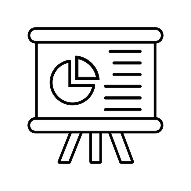 Tablero de presentación con gráfico circular sobre fondo blanco Ilustración vectorial