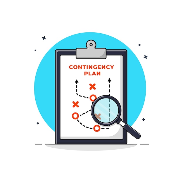 Tablero de recortes con ilustración vectorial de lupa Diseño conceptual del plan de contingencia