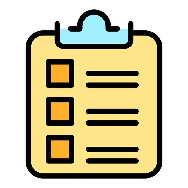 Tablero de recortes oferta icono contorno vector trabajo en línea contrato letra color plano