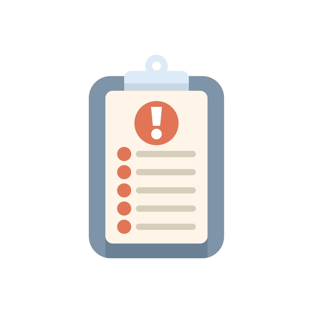 Tablero de recortes que muestra un mensaje de alerta con un icono de punto de exclamación
