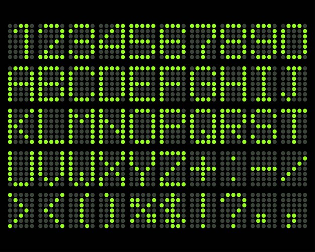 Vector tablero de visualización de letras y números digitales