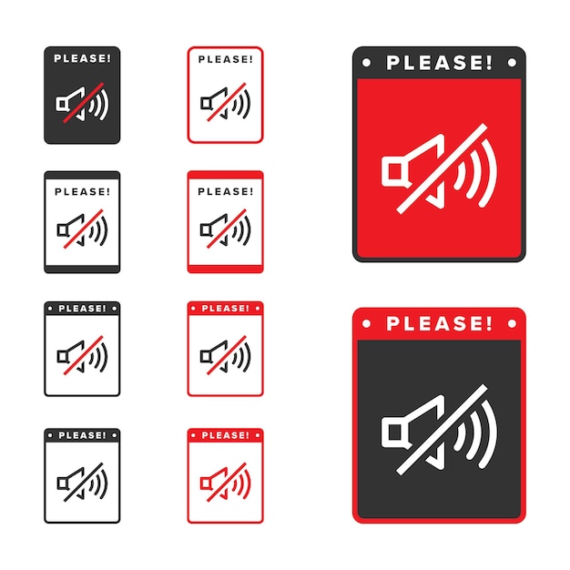 Los tableros de iconos de diseño de vectores de signo de icono de sonido tienen prohibido el ruido