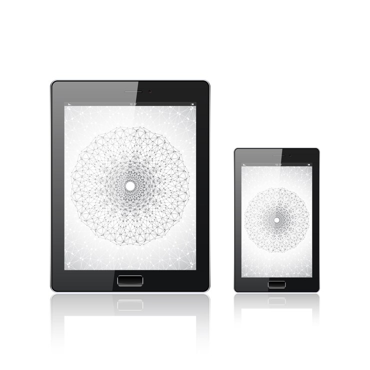 Vector tablet pc digital moderna con smartphone móvil aislado en blanco