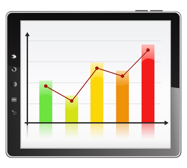 Tablet PC con gráfico de barras