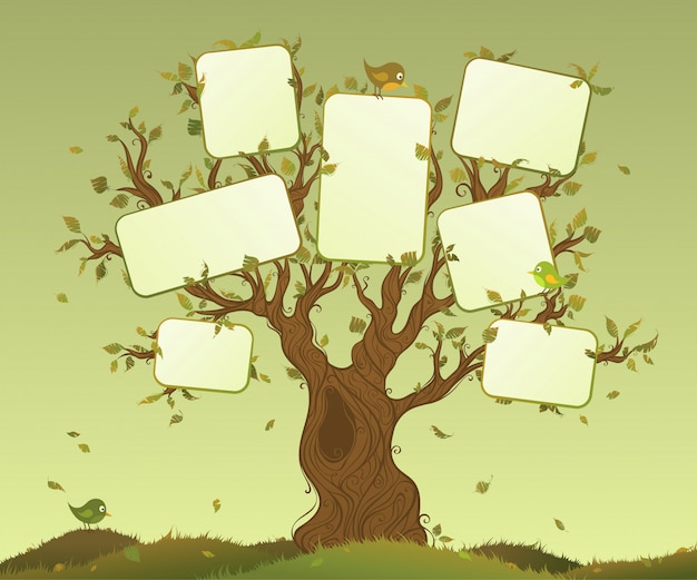 Vector tabletas en blanco en un árbol