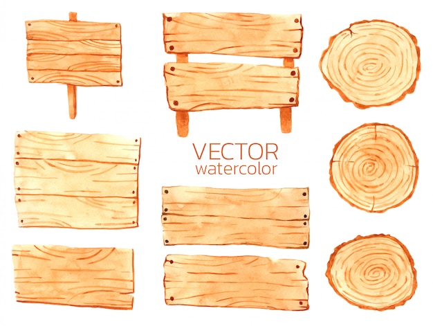 Vector tabletas de madera de acuarela vector de madera para diseño.