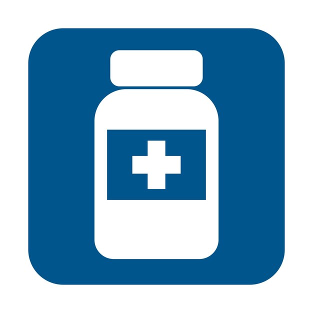 Tabletas médicas píldoras botella simple ilustración plana
