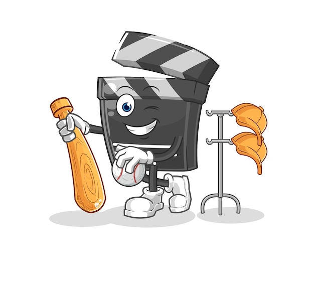tablilla, juego, béisbol, mascota, caricatura, vector