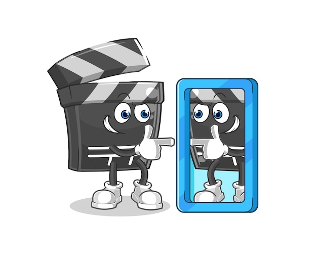 tablilla, mirar, en, espejo, caricatura, caricatura, mascota, vector