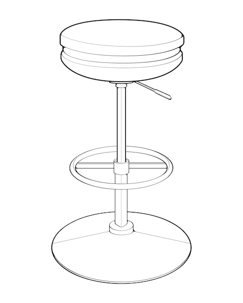 Taburete de bar icono lineal perfecto Arte de línea ilustración personalizable Club nocturno establecimiento de bebidas muebles de pub Dibujo de contorno aislado vectorial