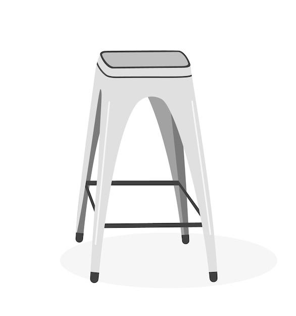Taburete de bar muebles interiores modernos blancos Ilustración vectorial en un estilo plano