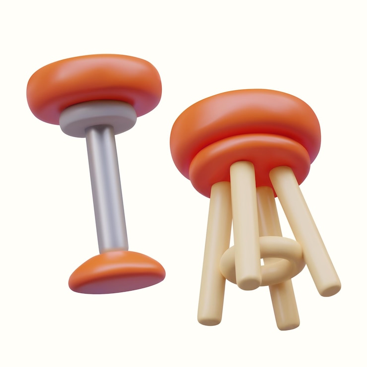 Vector taburete de bar con pierna cromada y taburete de mostrador con reposapiés conjunto de muebles para la cocina del bar