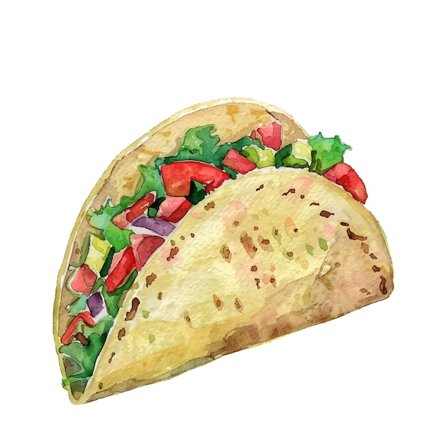 Taco mexicano con carne salsa de inscripción realista aislada
