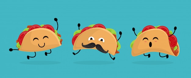 Vector taco de méxico en estilo de dibujos animados