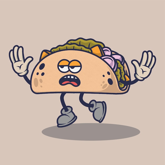 Vector tacos aburridos con pegatina de expresión de cara cansada.