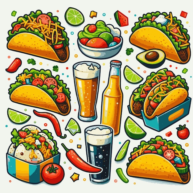 Tacos y bebidas clipart