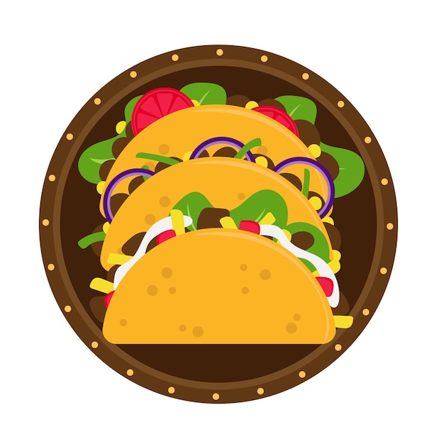 Tacos cocina tradicional mexicana plato alimento ilustración vectorial