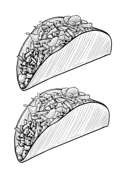 Vector tacos dibujado a mano