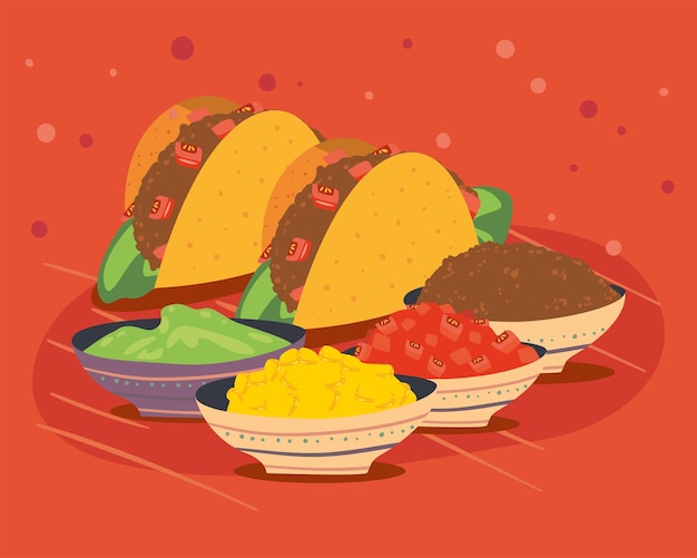 Tacos e ingredientes mexicanos