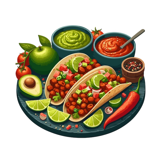 Vector tacos salsa comida mexicana vector ai imagen generada