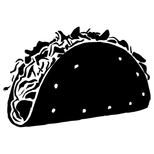 Vector tacos silueta de comida rápida línea vectorial arte ilustración estilo boceto