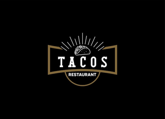 Vector tacos vintage style logo para inspiración de diseño de restaurante de comida rápida