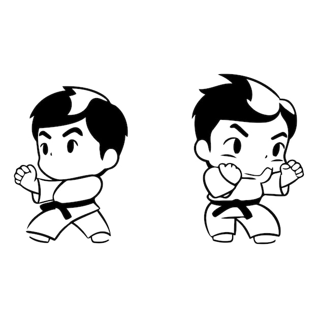 Taekwondo diseño vectorial de personajes de dibujos animados de karate