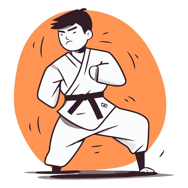 Vector taekwondo en estilo de dibujos animados sobre el tema de las artes marciales