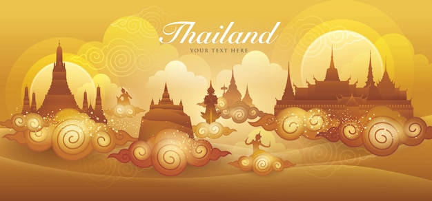 Tailandia increíble vector de oro, vector de arte tailandés gráfico