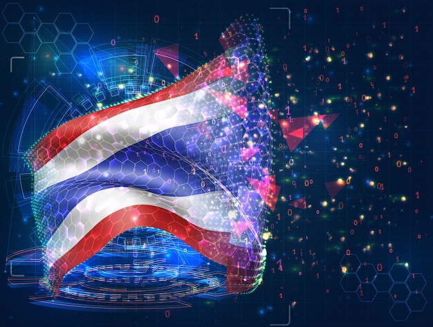 Tailandia vector bandera virtual abstracto objeto 3D de polígonos triangulares sobre un fondo azul