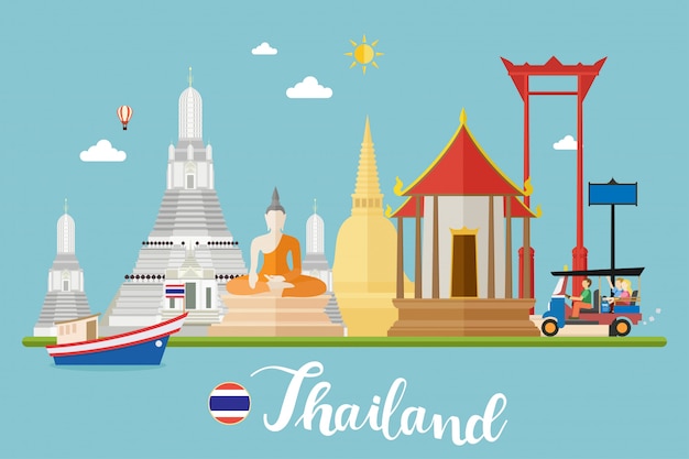 Tailandia viajes paisajes ilustración vectorial