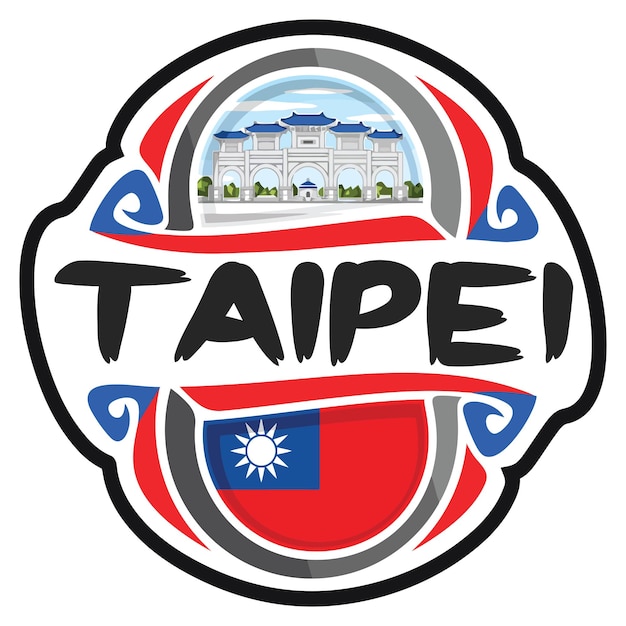 Taipei Taiwán bandera viaje recuerdo pegatina Skyline Logo insignia sello sello emblema Vector SVG EPS