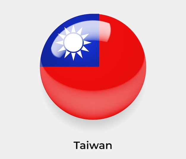 Taiwán bandera brillante burbuja icono vector ilustración