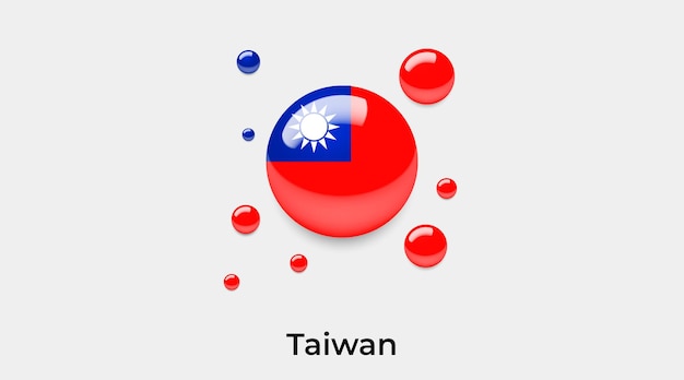 Taiwán bandera brillante burbujas icono vector ilustración