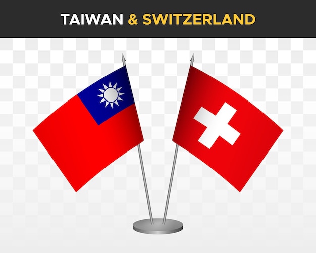 Taiwán vs suiza maqueta de banderas de escritorio aislado 3d vector ilustración bandera de mesa taiwanesa