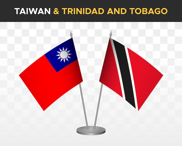 Taiwán vs trinidad tobago escritorio banderas maqueta aislado 3d vector ilustración bandera de mesa taiwanés