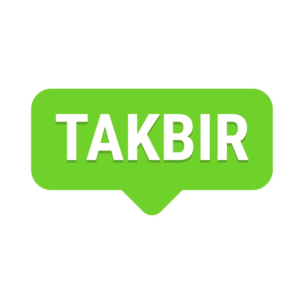 Takbir Allahu Akbar Green Vector Callout Banner con llamado a la oración por el Ramadán