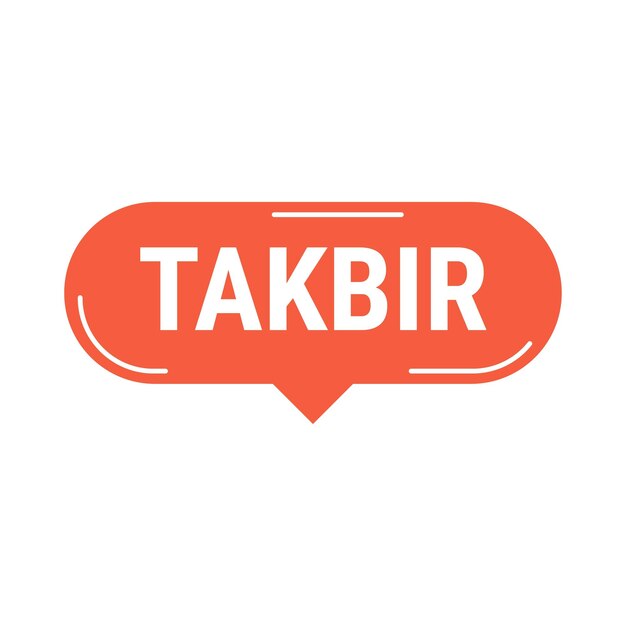 Takbir Allahu Akbar Red Vector Callout Banner con llamada a la oración por el Ramadán
