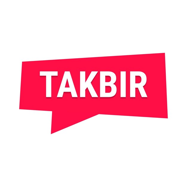 Takbir Allahu Akbar Red Vector Callout Banner con llamada a la oración por el Ramadán