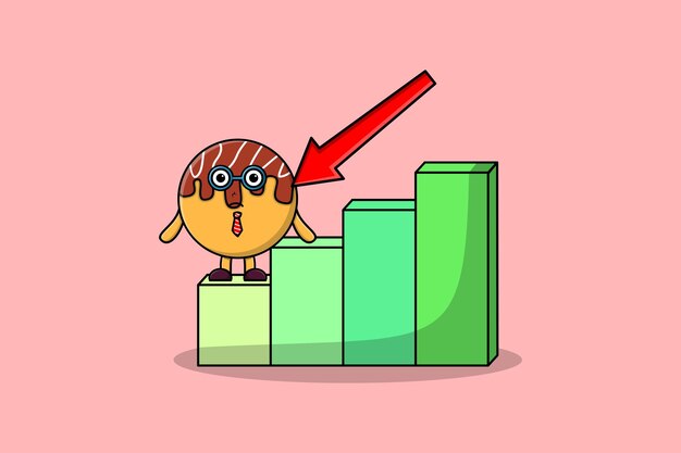 Vector takoyaki lindo personaje de mascota de hombre de negocios con un diseño de estilo de dibujos animados de gráfico de inflación