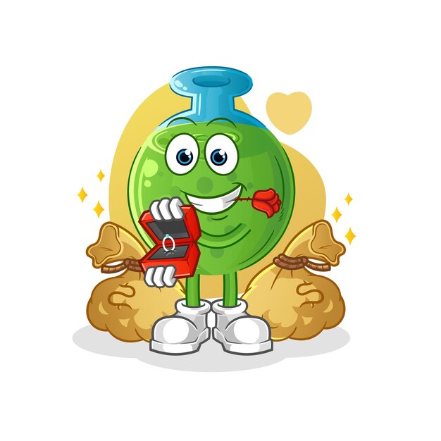 Takoyaki propone con anillo. vector de mascota de dibujos animados