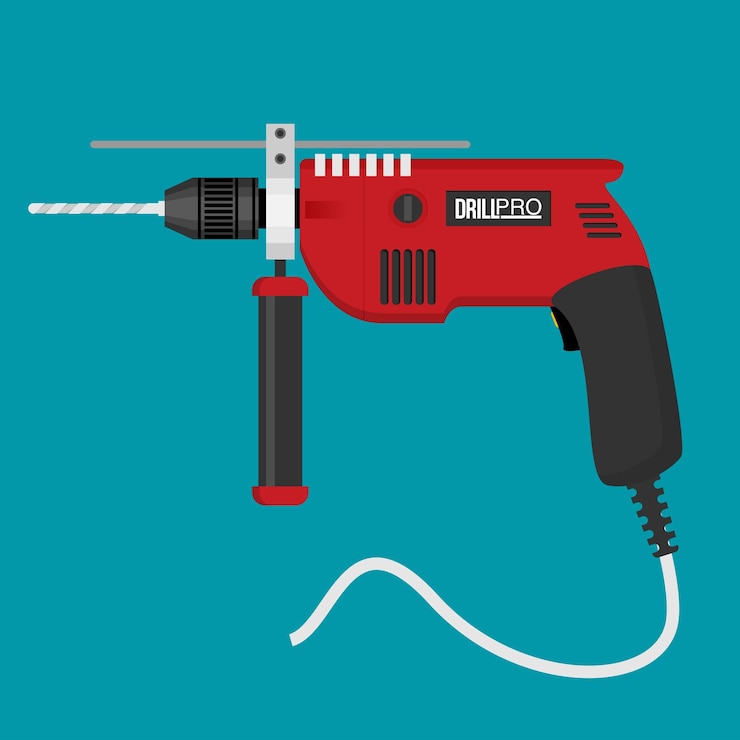 Vector taladro icono de vector plano aislado sobre fondo de color
