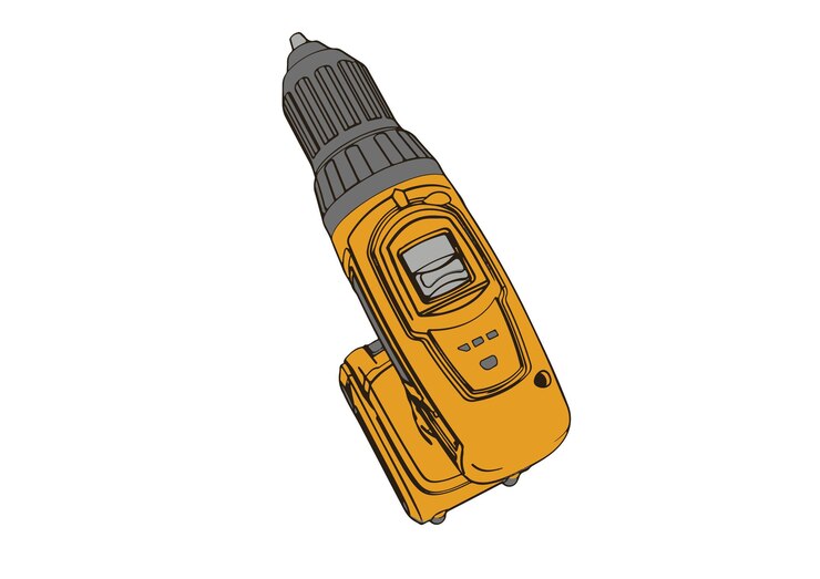 Vector taladro inalámbrico aislado en vector blanco