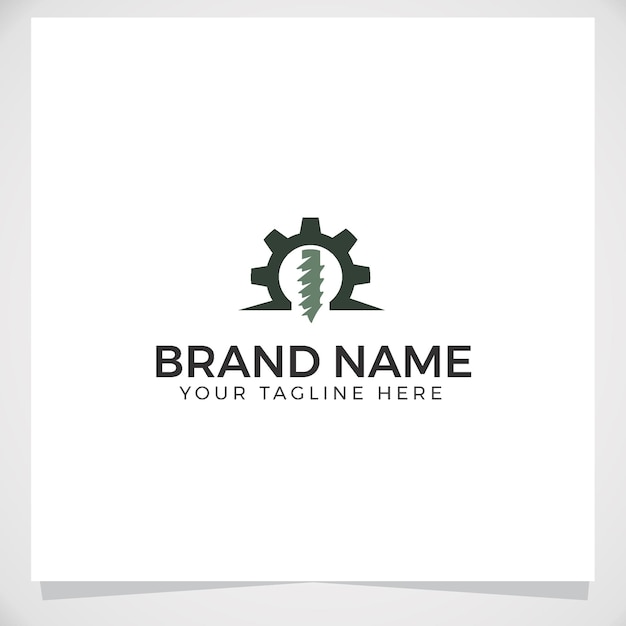 Taladro con plantilla de logotipo de engranaje