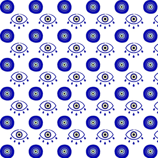 Talismanes de ojos malvados dibujados a mano para protección y buena suerte de patrones sin fisuras
